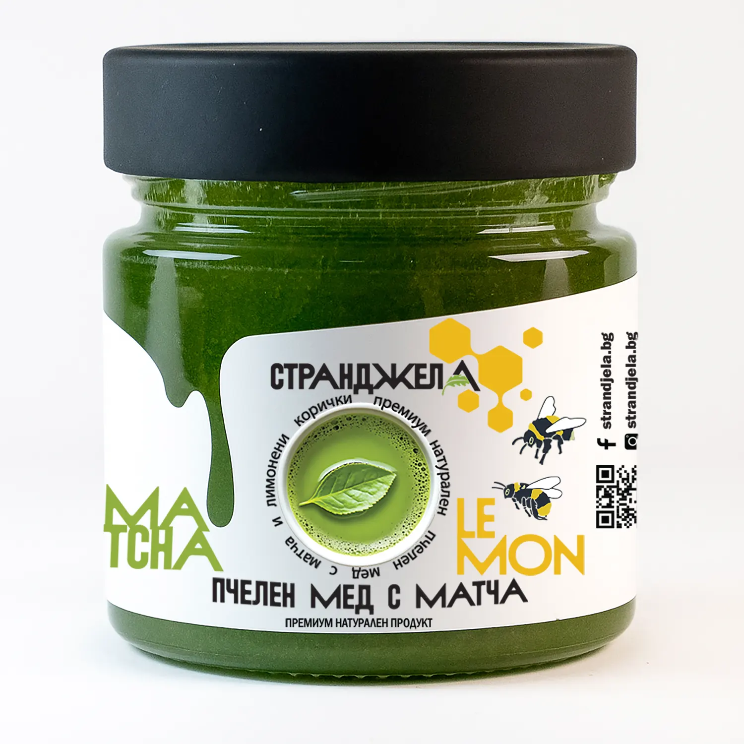 ПЧЕЛЕН МЕД С МАТЧА И ЛИМОН 450 гр.